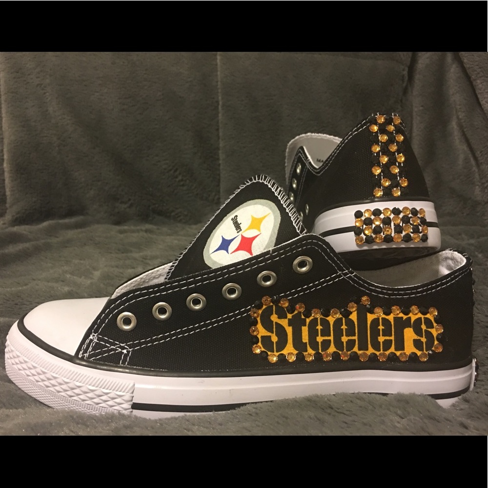 NFL STEELERS BLING CONVERSE-LIKE WOMENS SHOES!